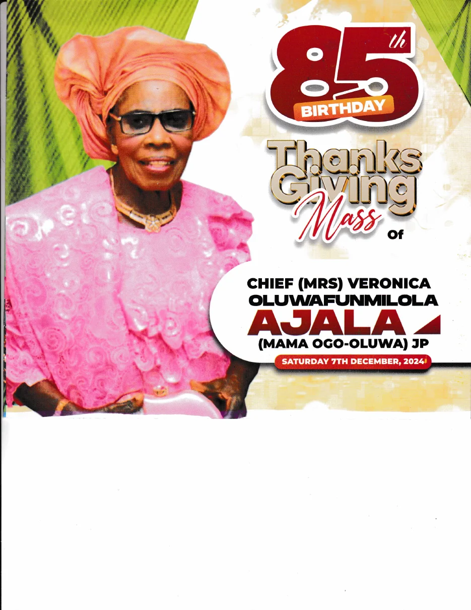 The programme for Veronica’s 85th birthday celebration
